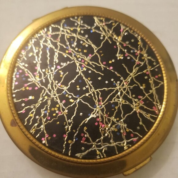 Vtg Glittery Compact Art Deco Whimsical Confetti Streamers - Picture 11 of 12